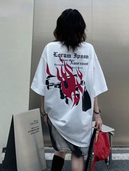 QWEEK Harajuku כותנה גרפי חולצות נשים גראנג ' אמריקאי משובח אופנת רחוב גותי מקסימום נשי מזדמן שרוול קצר Tees הקיץ