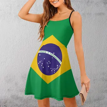 ברזיל הדגל של נשים קלע השמלה הומור גרפי שמלות אקזוטי ייחודי של אישה בגדים חופשות