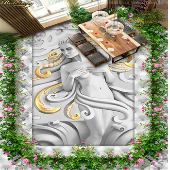 beibehang תמונה מותאמת אישית טפט הרצפה צבוע יפה הקלה פרח 3D דביק pvc תלת מימדי הציור קומה