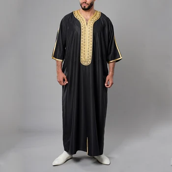 האיסלאם גברים ביגוד Kaftan המוסלמים אופנה חלוק רקום חופשי לנשימה Djellaba Abaya אדם Jubba Thobe הבגדים המוסלמים את 