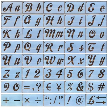 40pcs מכתב שבלונות סמל מספרי מלאכה האלפבית לשימוש חוזר ציור על תבניות ציור על אבן קיר עץ בד המחברת